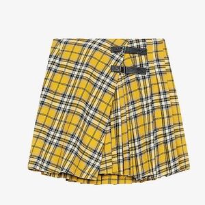 Maje Yellow Plaid Mini Skirt